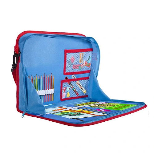 Kids Car Seat Travel Tray, Backseat iPad or Tablet Holder, Carry Bag with Storage Organizer