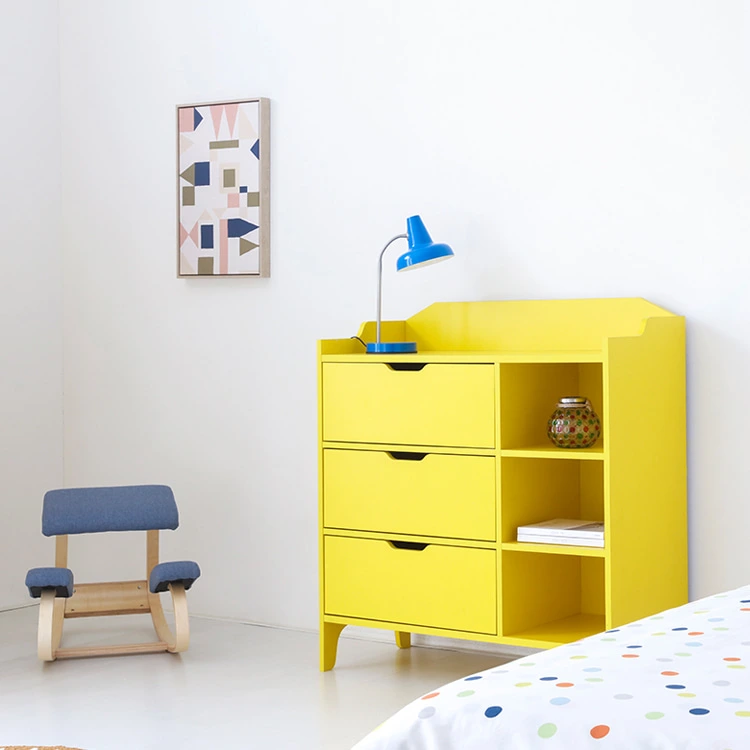 Boys Dresser with 3 Drawers, Baby Child Kids Storage Organizer Dresser with Wood Top Metal Frame for Living Room Bedroom Hallway