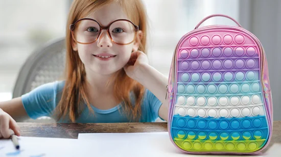 Новый дизайн, радужная силиконовая сумка для снятия стресса, школьные сумки, мини-рюкзак на молнии, сумка-рюкзак для девочек